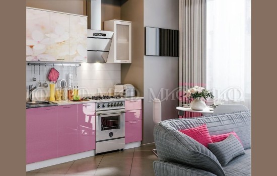 Кухня МДФ 1700 с фотопечатью Вишнёвый цвет