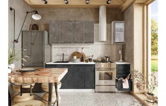 Комплект кухни Нувель 1,8 м №7 Бетон коричневый/бетон черный